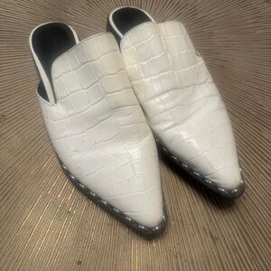 Sigerson Morrison White Croc-Embossed Mules